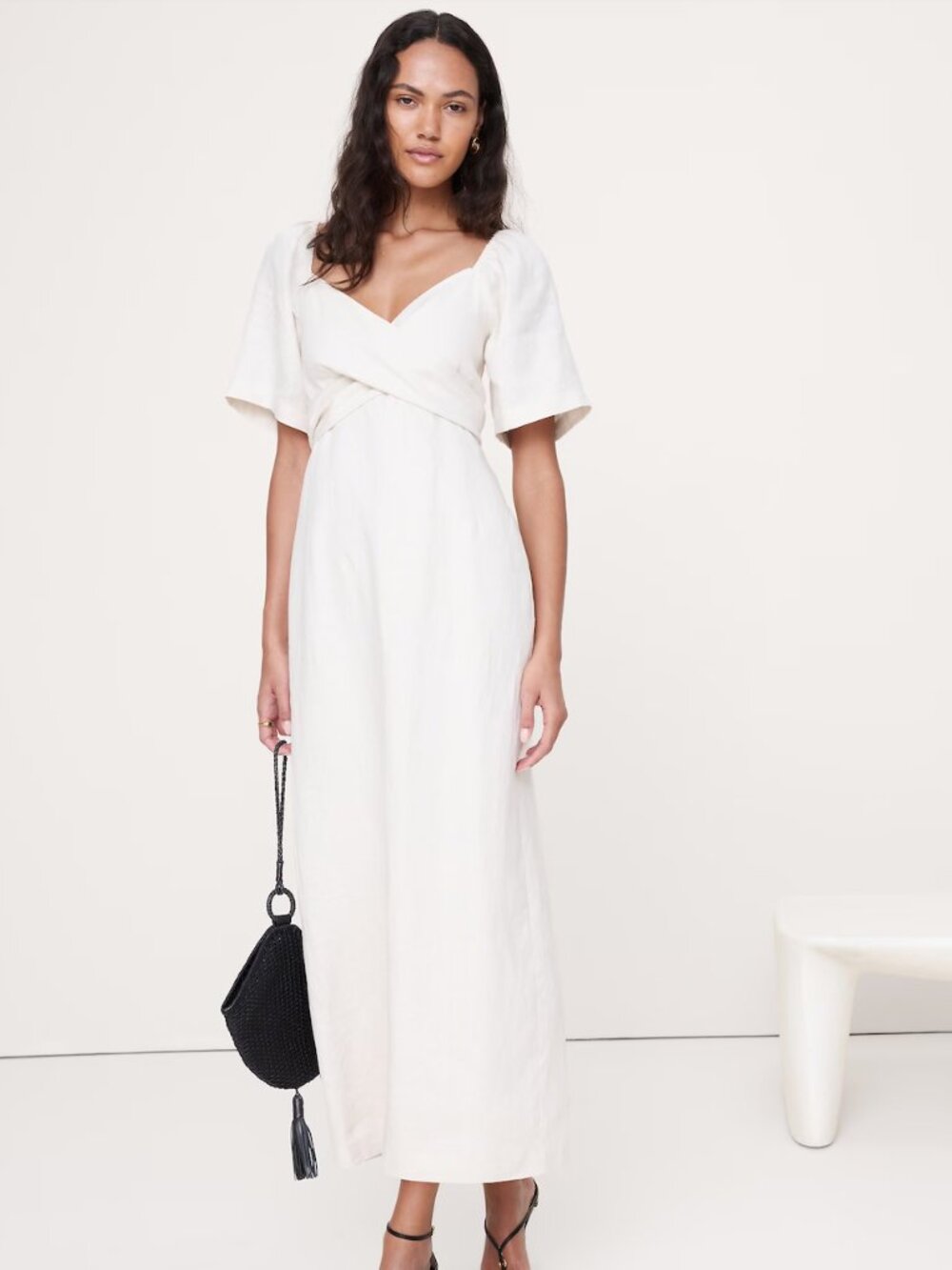 NWT Banana Republic Linen Sweetheart Maxi Dress - Cream White | Size 0